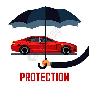 手持黑伞的汽车保险概念图图片