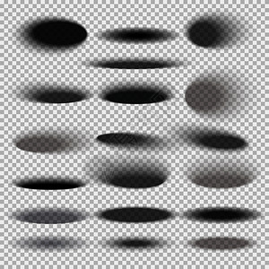 用于任何圆形对象矢量模板的透明底部下降阴影收集圆形状显示黑色阴影表面透明圆形对象矢量模板的底部下降阴影图片