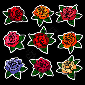 手绘复古玫瑰花卡通矢量设计元素图片