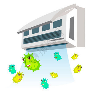 对来自空调病媒的细菌过敏孤立示例漫画插图图片