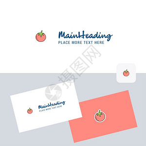 摘番茄具有商务卡模板的番茄病媒标识类型优雅的公司身份插画