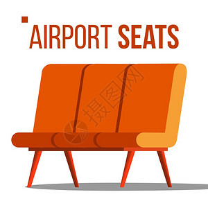 机场座位矢量大厅离开公共终端概念等候区孤立的卡通插图孤立的平板卡通插图图片
