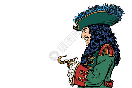 卡通职场女性头像具有钩手的海盗插画