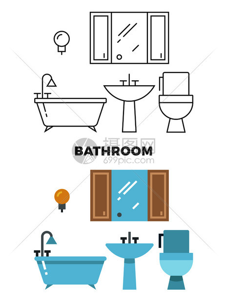 平板风格洗手间概念图片