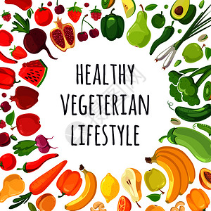 彩色蔬菜和水果的海报图片