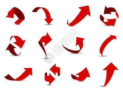 红色箭头3d设置红箭头金融增长会减少不同的信息路径图片