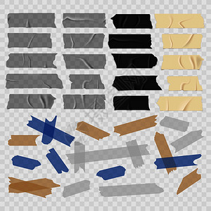 苏格兰 乐队旧和黑色胶带透明粘合矢量图集苏格兰胶带粘矢量集插画