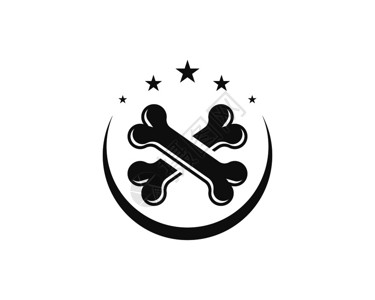 宠物狗白底骨头矢量图标宠物狗法医图标矢量说明插画