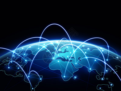 大陆世界地球的抽象网络矢量概念互联网和全球连接背景蓝色地球的抽象数字连接图解与世界地球的抽象网络矢量概念设计图片