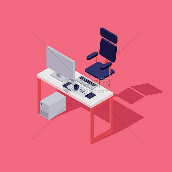 办公空间计算机椅子和一些工具平等量矢说明办公室工作空间椅子图片
