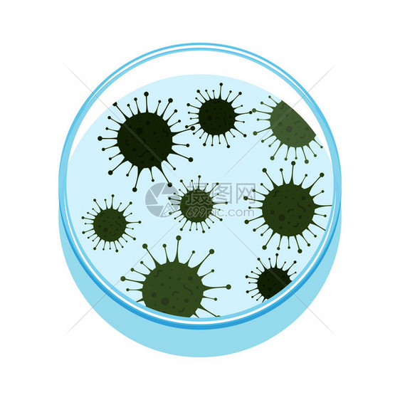 带微生物的花盘矢量说明实验室研究细菌图片