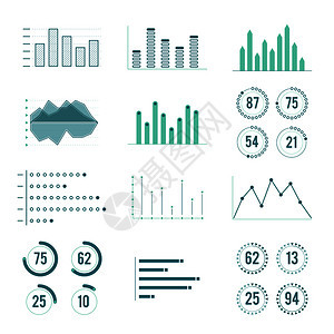 线图表和进度条矢量线图信息表等可视化信息图和线等图片