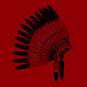 红底的美洲印第安人羽毛红底的美国印第安人羽毛红底的战争帽矢量羽毛战争帽印第安人羽毛图片