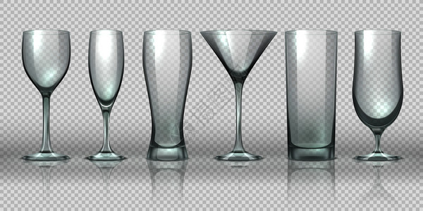 香槟高脚杯空的透明玻璃杯设计图片