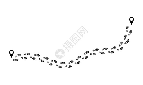 索阿霍脚印路线人指纹跟踪索有趣的人鞋脚步白色的黑印矢量路线足迹
