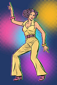 流行艺术回放矢量说明50年代6穿短裤的女孩子迪斯科舞80年代背景图片