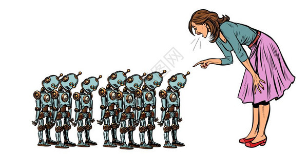 人工智能小型机器人矢量插画图片