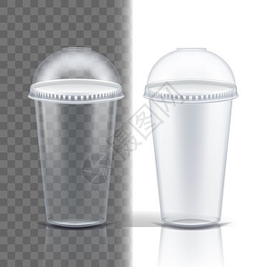 透明杯子塑料杯透明矢量餐具饮料杯一次餐具清空容器冷或热饮孤立的3个现实插图单个清晰的塑料杯透明矢量一次餐具清空容器冷或热饮孤立的个现实插设计图片