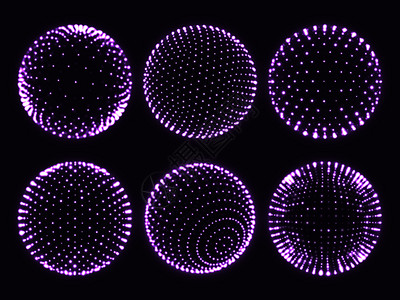 带有光点原子或b粒科学图或虚拟现实球标的3d体抽象矢量集几何阵3d球体原子或b粒科学图或虚拟现实球标图片