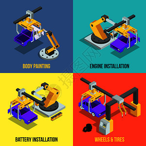 生产技术装配线汽车生产阶段自动矢量图图片