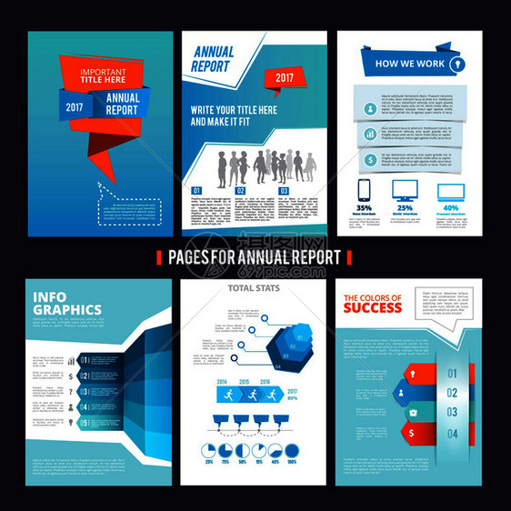 公司年度报告设计模板矢量页面布局和文本的放置位公司手册模板插图公司年度报告设计模板图片