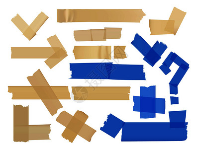 机翼碎片粘合带上隔白的撕碎的纸粘图示合带上隔白的不同碎片的矢量组