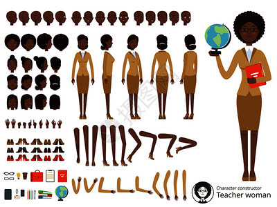 非裔教室动画元素图片
