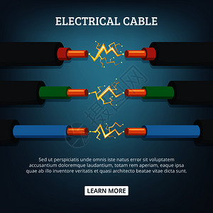矢量背景概念连接电动缆海报带有具不同增压作用的电缆漫画插图图片