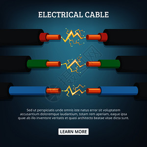 矢量背景概念连接电动缆海报带有具不同增压作用的电缆漫画插图图片