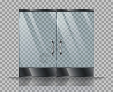 双门清除玻璃矢量现实图片在透明背景上分离出来显示有把手的门玻璃矢量现实图片在透明背景上分离出来图片