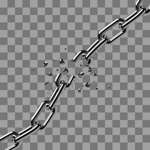 实际碎的钢链连接在透明背景上孤立的自由连接断和破坏的钢金属断裂矢量说明现实断的钢链接在透明背景上孤立的自由图片
