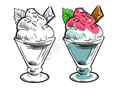 香草土豆冰淇淋矢量元素插画