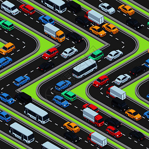 汽车交通与城市无缝模式矢量图图片
