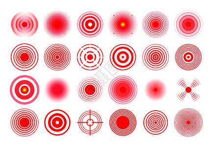 红色圆痛苦目标记疼痛区圈喉咙治疗法药点或炎健康隔离病媒符号设置疼痛目标记区圈喉治疗法孤立病媒设置背景图片