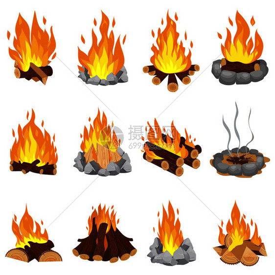野外营火烧木和野营火炉图片