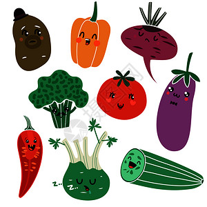 爆炸元素卡通可爱新鲜健康蔬菜食物饮新鲜矢量元素插画