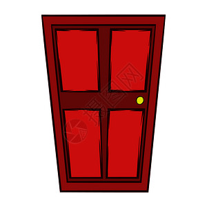 木门 效果图白色背景的卡通风格中红色木门图标红色木门图标卡通风格