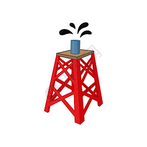 松原油田白色背景的卡通风格中石油钻机图标卡通风格中的石油钻机图标