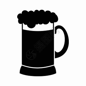以简单样式的孤立矢量插图显示的深啤酒标黑杯简单样式图片