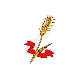 乔麦面粉在白色背景上孤立的卡通风格中小麦图标植物符号小麦图标卡通