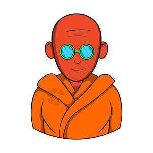 西藏支教白色背景的卡通风格印度和尚在太阳镜中的印度和尚在太阳镜中