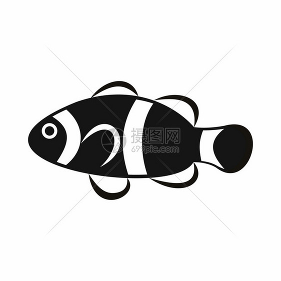 以简单风格的孤立矢量插图显示的可爱小丑鱼图标可爱小丑鱼图标简单样式图片