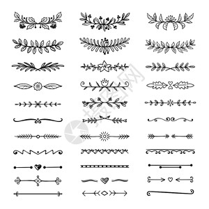 dole分隔符手画线边框彩礼装饰框架自然花卉箭头草图矢量分割器面画隔符手线边框和彩礼观赏装饰框架矢量分割器图片