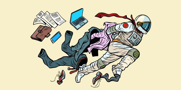 船长冲破桎梏的宇航员插画