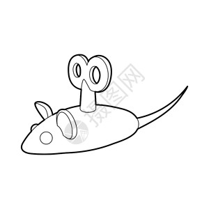 发条在白背景玩具符号时钟鼠标图大纲样式中以分隔的时钟鼠标图设计