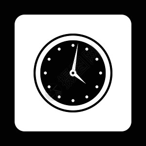 挂在墙上的自行车白色背景上隔离的简单样式圆壁机械手表图标时间符号