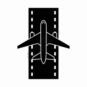 图标上的飞机简单样式在白色背景矢量图上隔离在跑道图标上的飞机插画