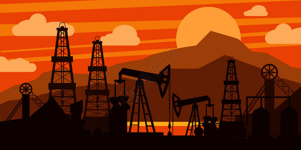 石油平台概念橙色背景背景图片