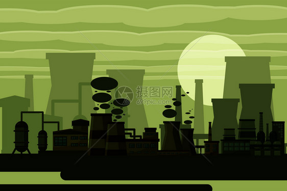 工业发电厂建设绿色背景图片