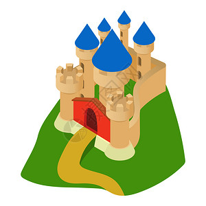 上孤立的卡通风格中古老宫殿图标结构符号矢量图古宫殿标卡通风格插画